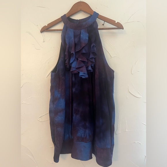 LANE BRYANT Sleeveless Ruffle Center Purple & Blue Tye Dye Tank Plus SZ 18/20 - Picture 2 of 11